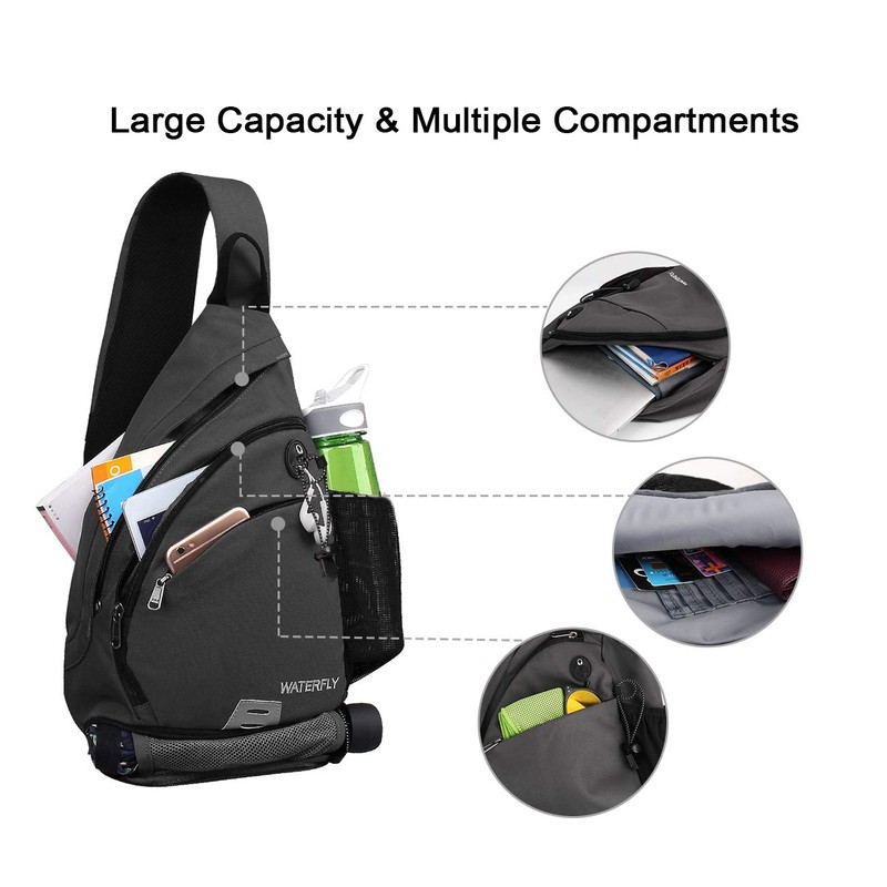 WATERFLY Sling Bag Sling Backpack Crossbody Shoulder Bag for Men