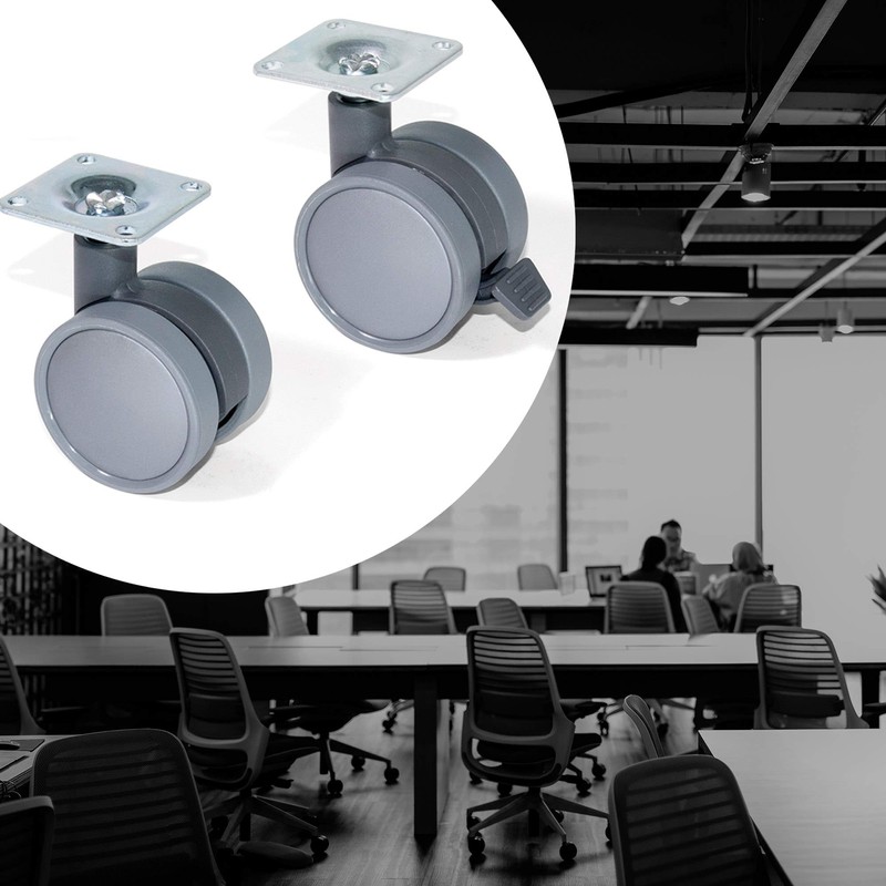 Emuca 2036421 Pack of 4 grey swivel castors for furniture