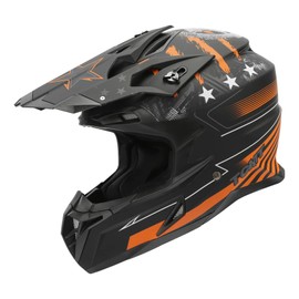XFMT DOT Adult Dirt Bike Helmet Motocross ATV Off-Road BMX Full Face Motorcycle Helmets (Black Orange Star, X-Large)