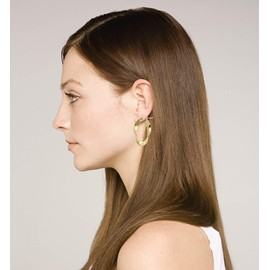 Yumay 9ct Yellow Gold Hoop Earrings for Womens,35X20MM Twisted Earrings for Girls.
