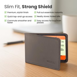 WooStyle Cactus Leather Travel Card Holder – Sustainable Luxury Touch and Eco Friendly, Oyster Card Cover, Bus Pass, Photo ID, Travel Wallet – Brown, Olive Green, Lavender
