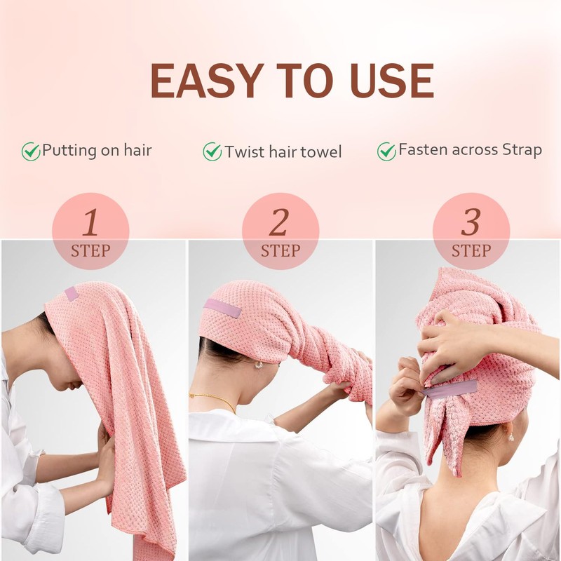 Bigger Size Microfiber Hair Towel Wrap for Women - Fast