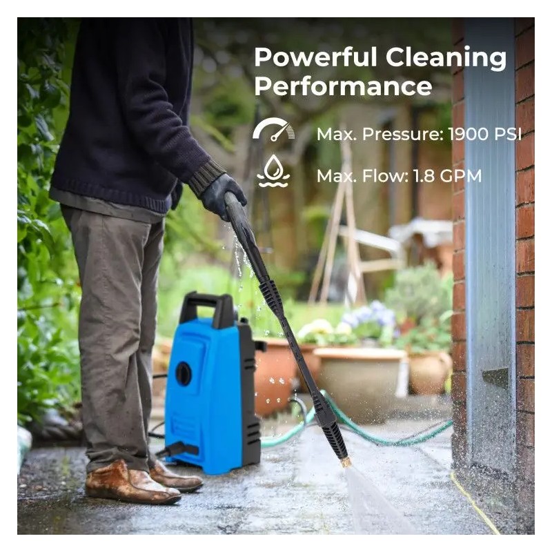 1900 PSI 1.8 GPM Electric High Pressure Washer 4 Quick