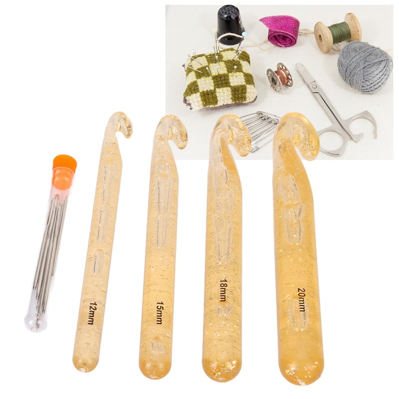 Large Crochet Hook Set 20Mm Rag Rug Handle Pillows Hats