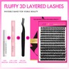 VEYESBEAUTY Lash Clusters Kit Individual Fluffy Lash Extensions Kit 3D