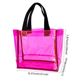 TotePrint Transparent Beach Bag Waterproof PVC Stadium Event Bag (21 x 20 x 8 cm) - TSA Approval, Jr12#-d2123-2 Pink