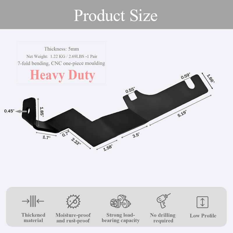Teurroie Hood Hinges Ditch Work Light Brackets for Ford F150