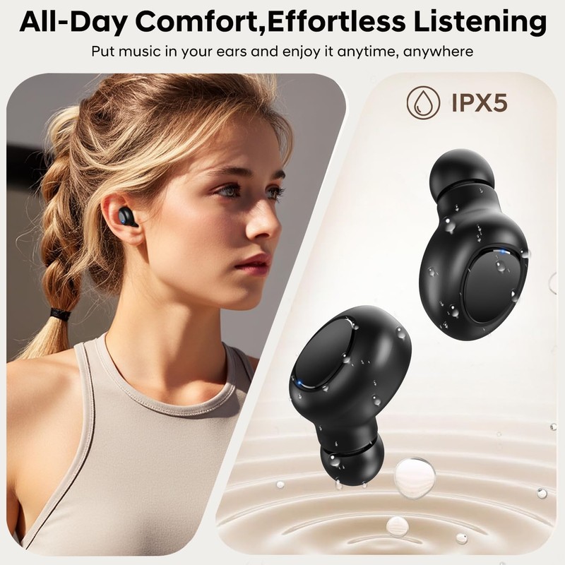 Truly Wireless Earbuds, Bluetooth 5.4 Headphones Ultra-Compact & Light, HiFi
