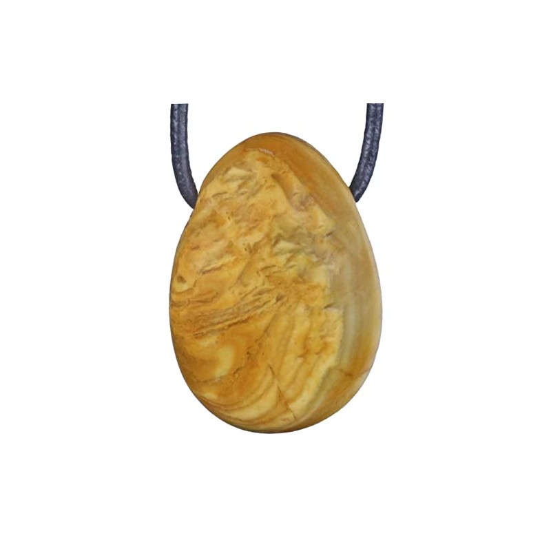 Lebensquelle Plus Yellow Jasper Drop Pendant | Drilled Tumbled Stone