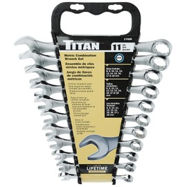 Titan Juego de Llaves Combinadas con Panel Elevado Métrico 17328, 11 Piezas