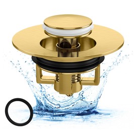 Universal Bathroom Sink Stopper, Bathtub Drain Cover, Pop Up Bathroom Sink Drain Strainer with Hair Catcher (Brushed Gold)