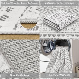 Miukiki 9x12 Area Rug for Living Room Moroccan Washable Carpet Non-Slip Indoor Area Rugs for Dining Room Bedroom Grey