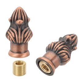 PATIKIL 33 x 16mm Lamp Finials Caps Knob, 2 Set Solid Lamp Shade Top Decoration Screw Cap Nuts with Brass Reducing Adapter for Table Lamps Floor Lamps, Red Bronze