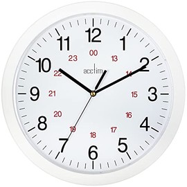 Acctim Metro 12" Wall Clock Quartz 12/24 Hour Dial Easy Read Numbers White 30cm 21162