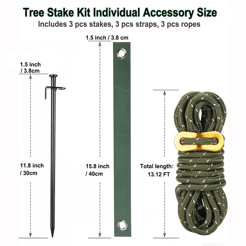 Tree Stake Kit, Heavy Duty Tree Stake Kits Include 3