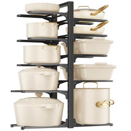 MUDEELA 10-Tier Pots and Pans Organizer under Cabinet, Heavy Duty Adjustable Pot Pan Organizers inside Cabinet, Kitchen Cabinet Organizers and Storage for Big Stockpots, Heavy Cookware