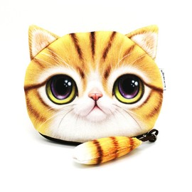 Junnchou Coin Purse, Coin Purse, Wallet, Cat Face, Large Capacity, Bill Pouch, Card Storage, Earphone/Cable Storage, Men's, Women's, Present, 4 Colors, Mom-san