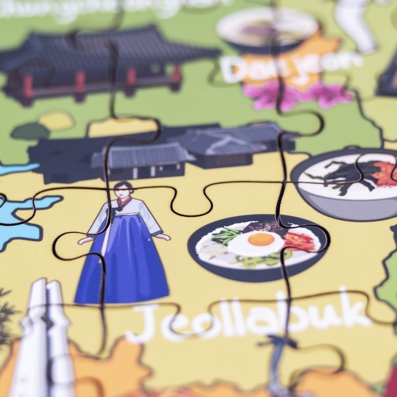 Terra Puzzles South Korea Map Wooden Jigsaw Puzzle 152 Piece,