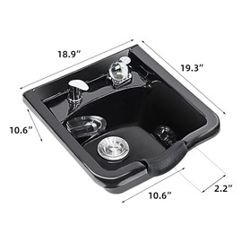 Toriexon Shampoo Bowl for Salons, Black ABS Plastic Shampoo Sink for Home, Easy to Clean and Install Salon Shampoo Bowls for Hair Stylist