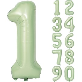 Green Number Balloons, Number 1, Olive Green, Balloons, Green Balloons, Numbers, Balloons, Large Birthday, Graduation, School Admission, Decoration, Balloons, 40" (1, Green)