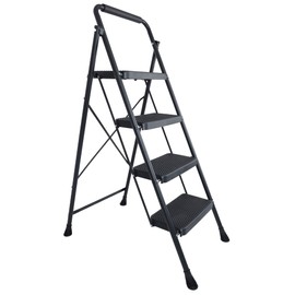 Elevon Folding Step Stool with Wide Anti-Slip Pedal, ​330​lbs Sturdy Steel Ladder, 2-Step, Black
