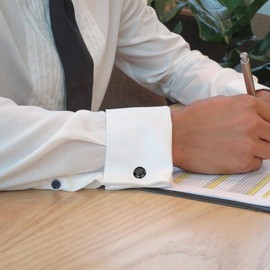 AMITER Mens Cufflinks with Initial A-Z, Classic 26 Letters Cuff Links for Men Business Wedding Shirts - 3 Pairs (Silver + Black + Rose Gold)