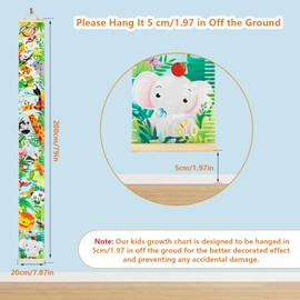HIFOT Kids Growth Chart Height Measuring Chart, Animal Zoo Canvas Wall Hanging Rulers for Baby Children Kids Boys Bedroom Decor 74.8''* 7.87''