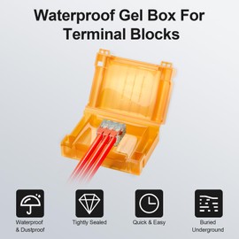 Waterproof Gel Boxes with PCT-413, Insulated Gel-Filled Waterproof Box for Lever Wire Connectors, Compatible with Various Compact Quick Splice Connectors, CNP-103, CE