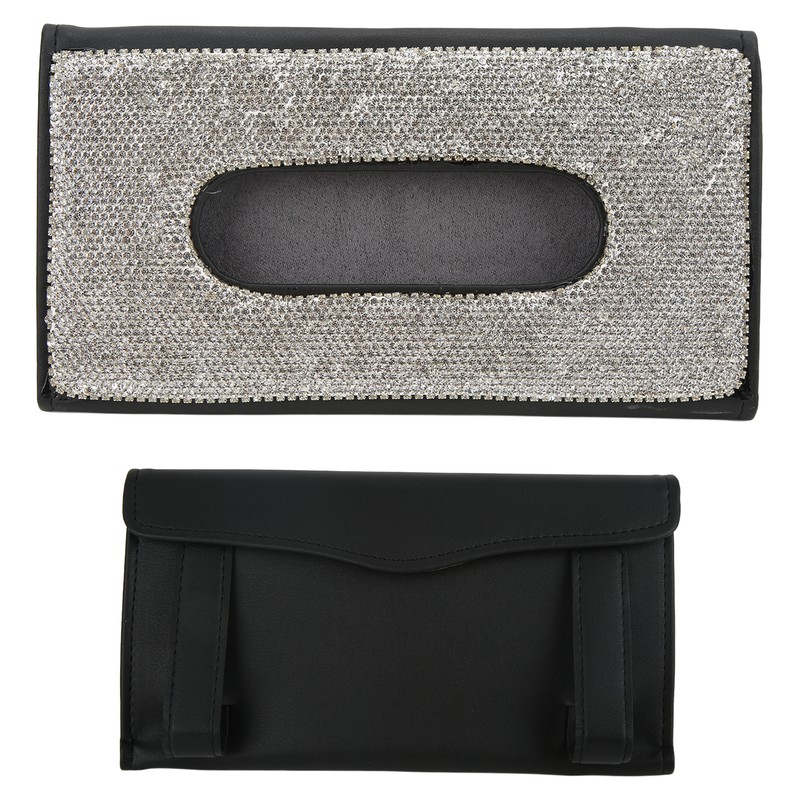 Rhinestone Sun Visor Tissue Box Bling Napkin Storage Holder Universal