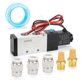 AIRIX 4V310-10 Pneumatic Solenoid Valve DC24V, 2 Position 5 Way, 3/8" NPT, Pilot-Operated Single Coil, Fast Response Electric Air Valve Out Of Line & Quick Connect Fittings
