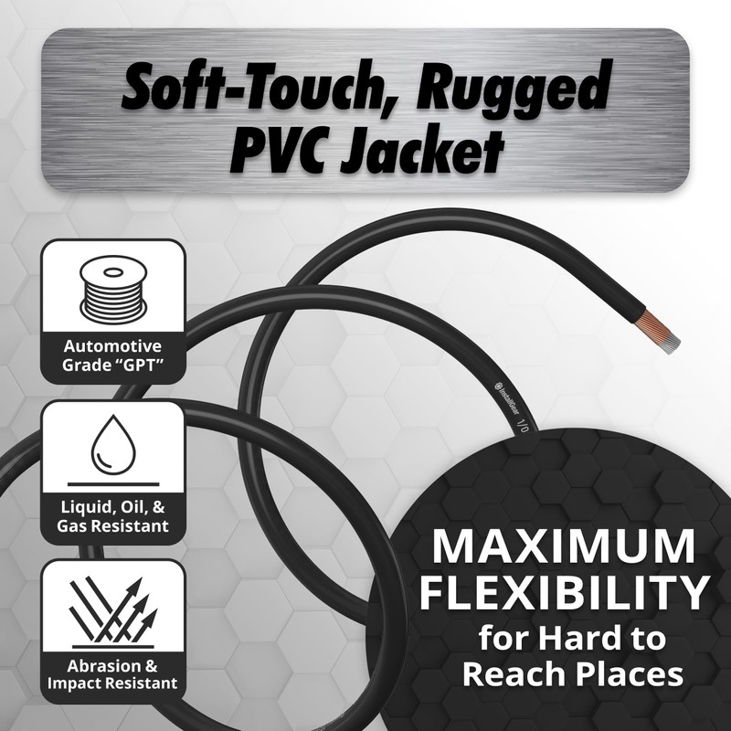 InstallGear 1/0 Gauge Wire (25ft) - Copper Clad Aluminum CAA