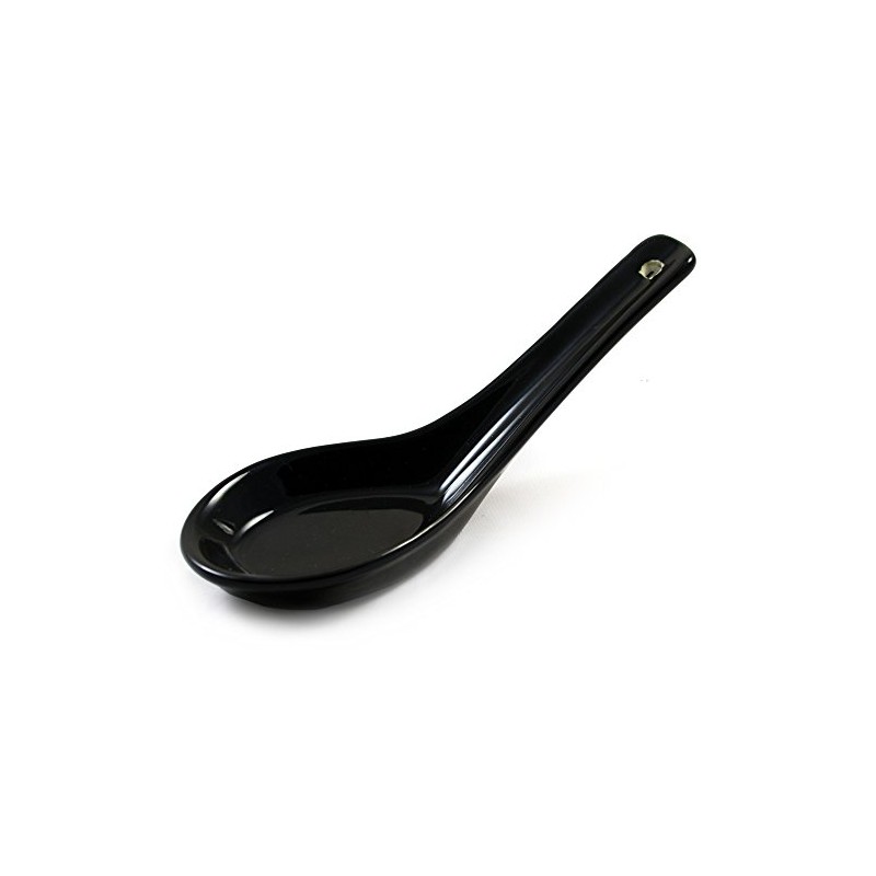 Black Ceramic Japanese Miso Soup Spoon