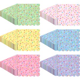 Crtiin 150 Pcs Colorful Donut Sprinkle Napkins 2 Ply Disposable Cocktail Napkins Paper Sprinkle Party Decorations for Baby Shower Birthday Ice Cream Party Supplies (Scalloped)
