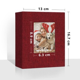 Vienrose Small Photo Album 4x6 holds 100 Photos 2 Pack, Mini Baby Photo Album Linen Cover for Gifts Wedding Family, Red