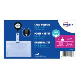 Avery 4827 Double Security Badge Holder with Extendable Reel 90 x 54 mm - Pack of 10