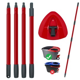 Mop Handle for Ocedar, Spin Mop Handle for O Cedar, 4-Section 30" to 58" Extendable Mop Handle Replacement for Ocedar, Mop Stick and Base for Ocedar Floor Cleaning, American Threaded Joint