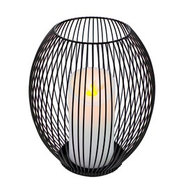 OLEEK Small Outdoor Candle Holders for Patio - Pillar Candle Holder - Black Wire Candle Holder for Table Centerpiece - Iron Lantern Decorative Candles - Farmhouse Decor Fireplace Metal Candle Holders