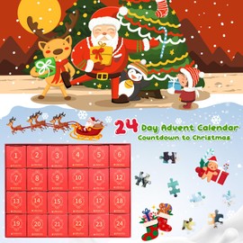 Christmas Advent Calendar 2024 Puzzles for Adults 1008 Pieces, Christmas Advent Calenda Jigsaw Puzzles, 24 Days Christmas Countdown Calendar, Holiday Family Game Gifts Christmas Decoration (B)