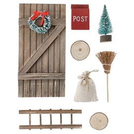 Macosa CP30901 Gnome Door Set 18 cm Complete Set Miniature Gnome Accessories Magic Entrance for Christmas Gnome Decoration Christmas Advent Christmas Decoration Gnome Door