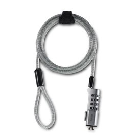 Hama Cable Lock for Laptop, PC or Combination Screen (Security Cable for PC, 4 Digit Lock, 1.85m, Steel)