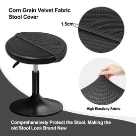 YINGAYOU Stool Covers Round 12-16" Bar Stool Seat Covers Round with Plush Squares, Elastic Soft and Comfortable are Rich Color That Doesn’t Fade (2, Grey)