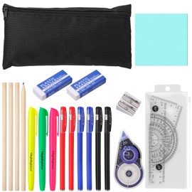 Candcamp 20 Pcs Stationery Set,Back to School Pencil Case with Stationery Included,Exam Stationary Kit Secondary Primary School Supplies