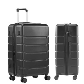 Simple Deluxe 20 Inch Expandable Hardside Carry On with Spinner Wheels & TSA Lock, ABS Hard Shell Lightweight Rolling Luggage Suitcase, Black-C