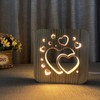 Wooden 3D LED Light Valentine's Day Hollow Hearts Shape Style