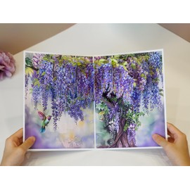 Mothers Day Card Pop Up | 3D Birthday Anniversary Thank You Valentines Day Cards for Women Mom Mum Grandma (Size 15x20 cm - Wisteria Hummingbird)