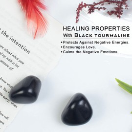 600+ Carats, 5 Pcs Black Tourmaline Polished Stones and Crystals, Tumbled Stones 20-25mm Real Healing Stones for Beginners Used as Crystal Meditation, Reiki, Thumb Stones Gift for Rock Collection