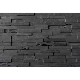 WoodyWalls 3D Reclaimed Barn Wood Wall Panels | DIY Glue and Nails Installation | Premium Set of 10 Panels (9.5 sq. ft. per Box) Dark Graphite