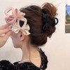Rannyrena Large Bows Mesh Hair Clips for Women Pearl Flower