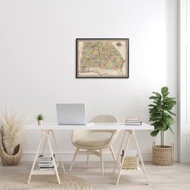 Stupell Industries Vintage Georgia Alabama State Map Regional Borders 1853, Design by Daphne Polselli Black Framed Wall Art, 30 x 24, Multi-Color