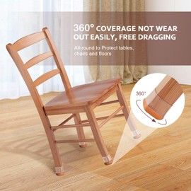 Chair Leg Floor Protectors Square Chair Leg Protectors for Hardwood Floors Silicone Caps Felt Strengthen Bottom Protection Non Slip Reduce Noise 16 Pack Clear Square L Fit:1-1/8" ~ 1-9/16" (27~40mm)